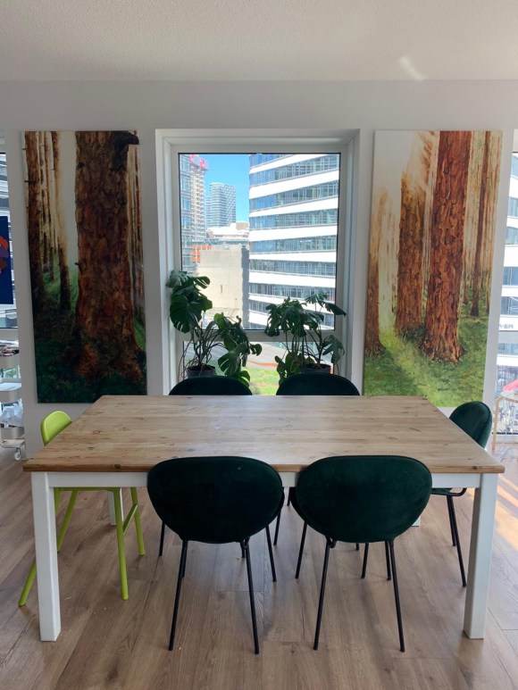 A pair of 80 x 190 cm paintings by Annica Delfos in the Hague the netherlands